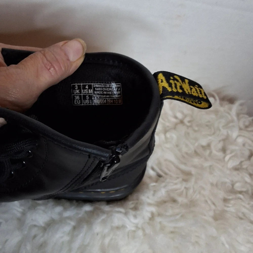 Dr. Martens 101 Black Leather Combat Boots 6 Eye Yellow Stitch Lace Up 5 - Picture 8 of 8